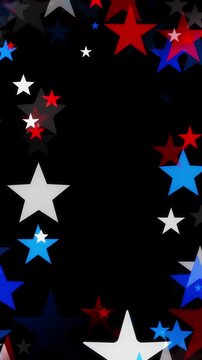 Twinkling confetti stars for America's Independence Day. USA backgrounds border with fading star shapes for American celebrations 4th of July, Memorial Day, Veteran's Day, or patriotic US holidays.