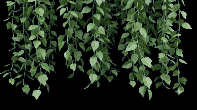 Lush green ivy branches and foliage draping down from the top of the frame. This loopable animation serves as an organic border or natural overlay for scenic videos.
