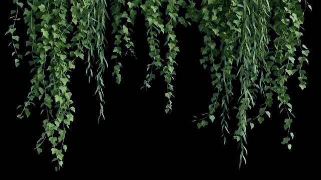Lush green ivy branches and foliage draping down from the top of the frame. This loopable animation serves as an organic border or natural overlay for scenic videos.