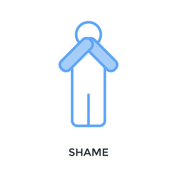 Shame Icon Lineal Blue Style. Vector Illustration For Graphic Design