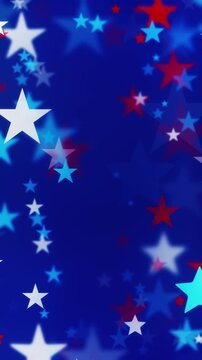 Twinkling confetti stars for America's Independence Day. USA backgrounds border with soft star shapes for American celebrations 4th of July, Memorial Day, Veteran's Day, or patriotic US holidays.