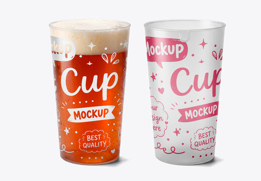 Cold Beer Pint Glass with Foam Mockup