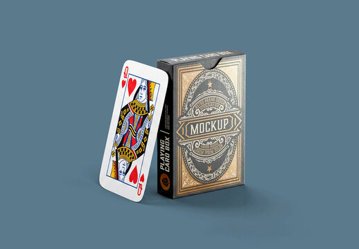 Standing Playing Card Box and Single Card Mockup