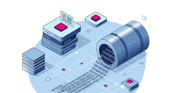 Isometric Data Ingestion and Processing Concept Illustration
