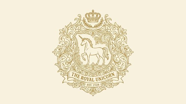 Golden Royal Snicker Horse Logo Crest.