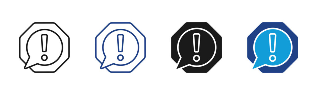 Exclamation Web icon with multiple style collection