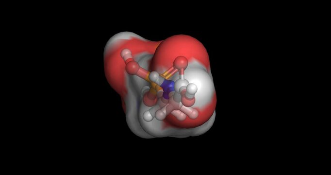 Glyphosate, broad-spectrum organophosphorus herbicide for weed control, 3D molecule 4K spinning