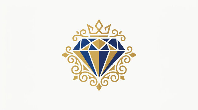 Luxury Blue Diamond Jewelry Icon Design.