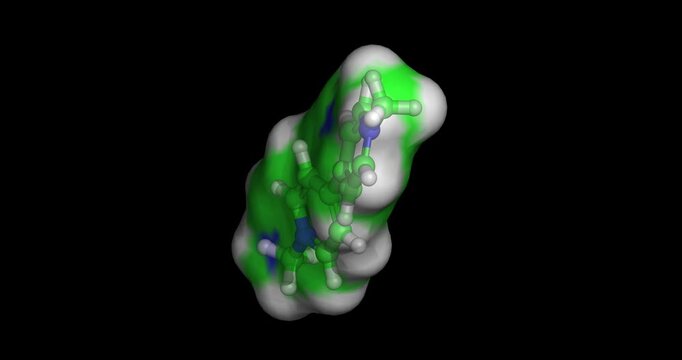 Paraquat, herbicide/ weed killer, 3D molecule 4K spinning