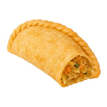 Curry Puff with Vegetable Noodle Filling on Transparent Background