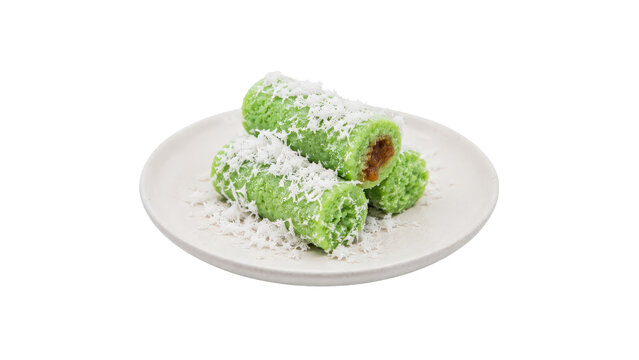 Kue Putu Indonesian Steamed Rice Cake with Coconut on Plate