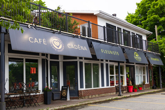 Quebec City, Qu&eacute;bec, Canada, June 27, 2026 -  Small series of stores, including Caf&eacute; Cad&ecirc;na, an artisan bakery and caf&eacute;, and Bardou florist located at 1646 chemin St-Louis
