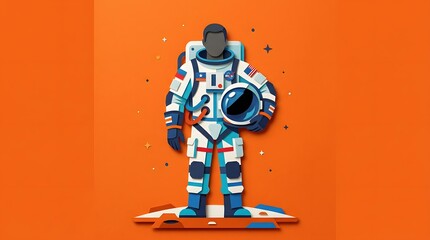 Fototapeta premium Astronaut in Space Suit, Digital Art, Outer Space, Graphic Illustration, Creative Environment