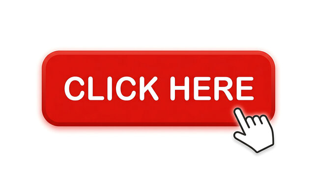 Red click here button with mouse cursor clicking
