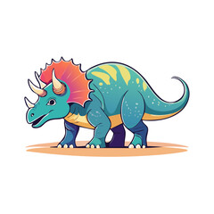 Fototapeta premium Cartoon Triceratops Dinosaur Vector Illustration