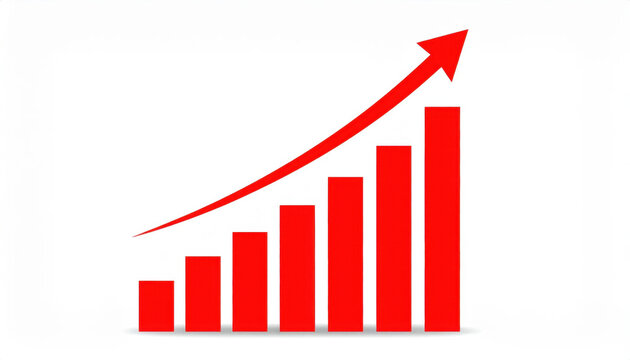 Growth chart with rising red bar graph