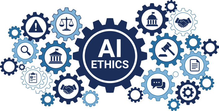 AI ethics governance framework concept with artificial intelligence compliance accountability transparency regulation and responsible technology vector illustration