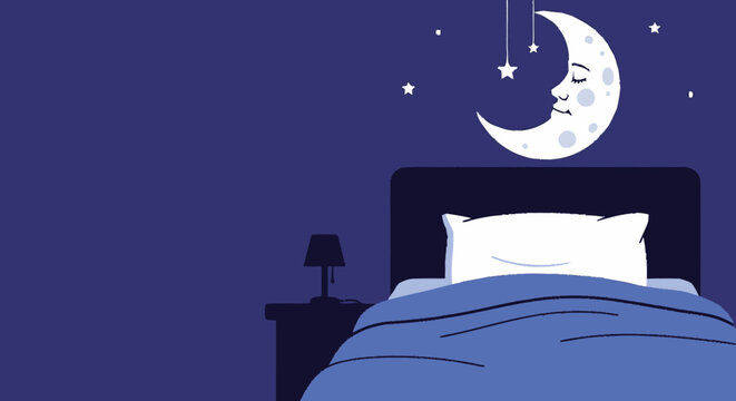 Abstract flat graphic illustration featuring dark blue silhouettes of 
