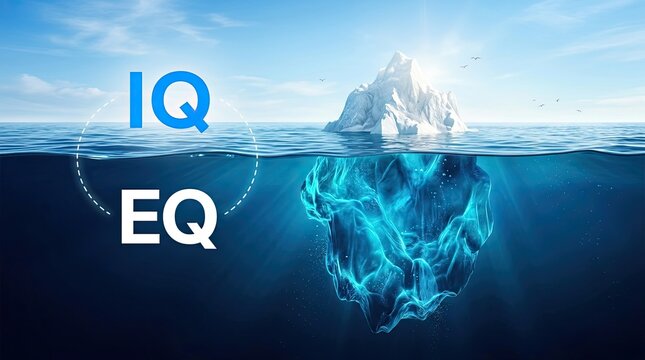 Iceberg with iq and eq text representing intelligence