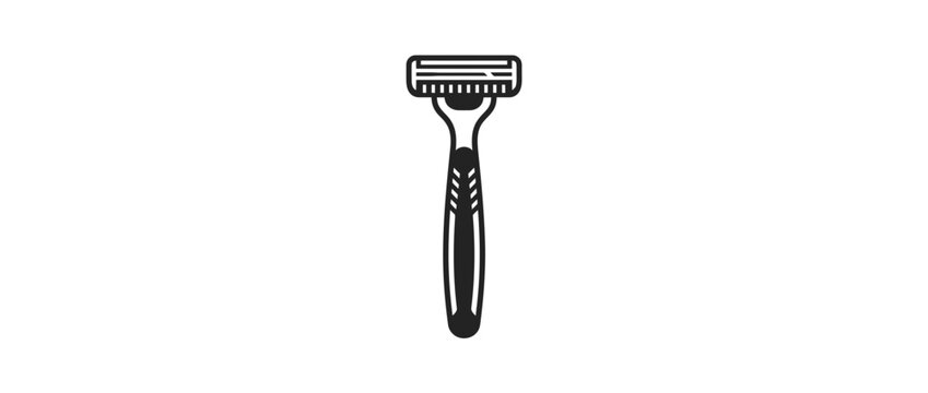 Minimalist manual shaving razor icon isolated on white background