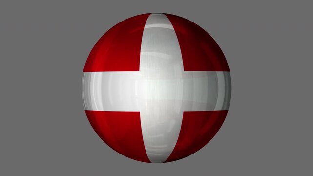 Animated flag of Denmark displayed on a sphere