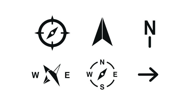 Navigation Icons: Compass, Arrow, North Direction Symbols