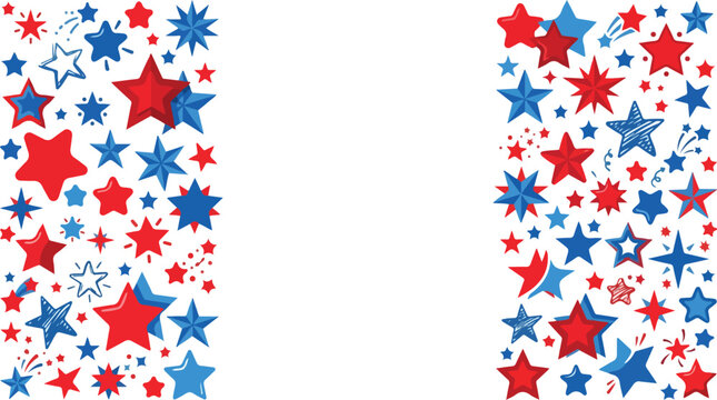 Patriotic red and blue stars border for national celebrations