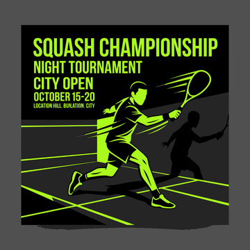 Dynamic Squash Championship Night Tournament Poster Design Vibrant Energy