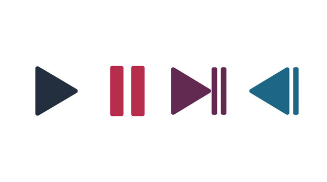 Vector Icons Minimalist media player control icons including play pause next and previous buttons. EPS Editable