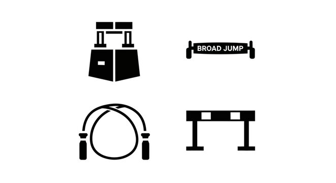 Sports Icons: Hurdles, Jump, Skipping Rope, Broad Jump Setup