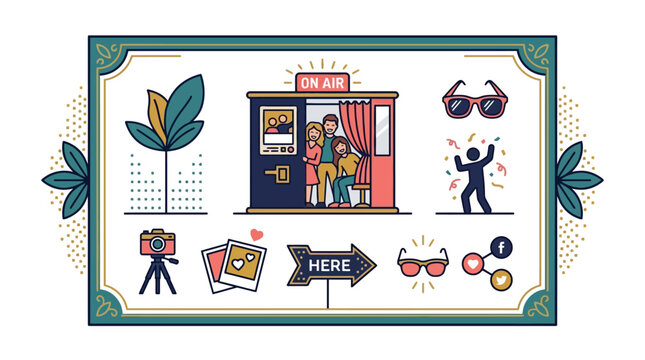 Vector Icons Vector illustration set of photo booth party elements and icons. EPS Editable
