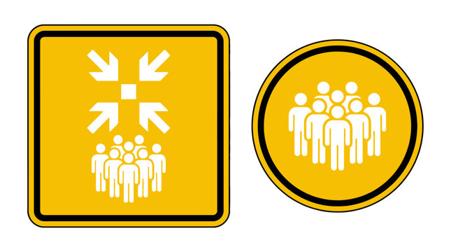 Vector Icons Yellow emergency assembly point and muster area safety signs. EPS Editable