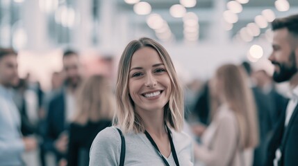 Fototapeta premium Business attendees gather at a conference to build relationships, attend presentations, and collaborate with industry professionals.