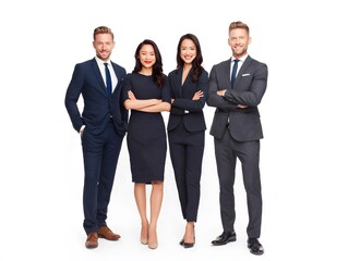Obraz premium Four professionals in business attire standing together.