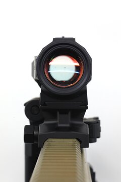 Optical sight scope on a gun