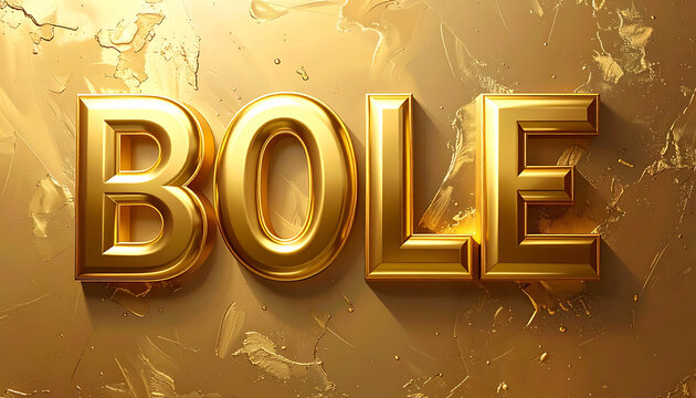 3d metallic gold lettering BOLE on luxury textured background, elegant typography