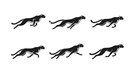 Fototapeta premium Black Panther Silhouette Animation Sequence on White Background