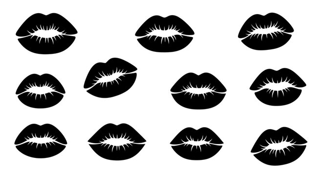 Black Kiss Lips Pattern Vector Graphic