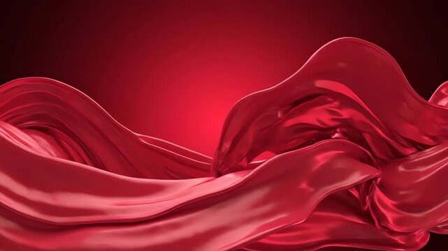 Panoramic abstract red gradient background with smooth fluid motion and elegant crimson wave transitions