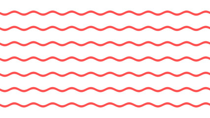Seamless pattern of horizontal red wavy lines on a plain white background, repeating undulating curves in a simple geometric arrangement © CaptaiN
