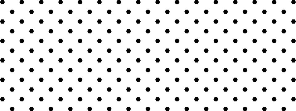 Seamless pattern of solid black hexagons arranged in a uniform grid on a plain white background, geometric minimalist texture