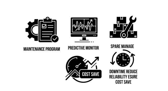 Maintenance, Monitoring, and Cost Saving Icons Set