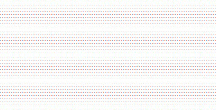 Seamless pattern of alternating horizontal rows with small orange and blue dashes on a clean white background