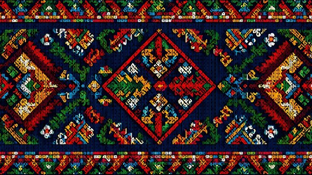 Vibrant Pattern Design Traditional Textile Motif Colorful Folk Art Background