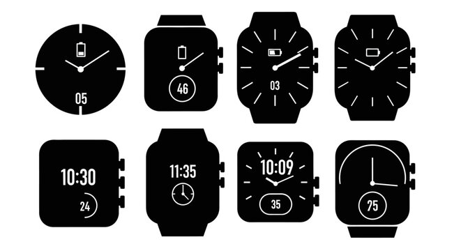 Smartwatch Icons: Round and Square Digital Watch Faces Collection