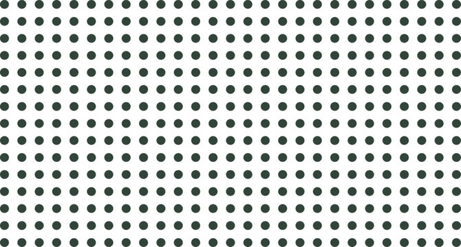 A repeating grid pattern of dark forest green circles arranged in uniform rows and columns against a plain, solid white background