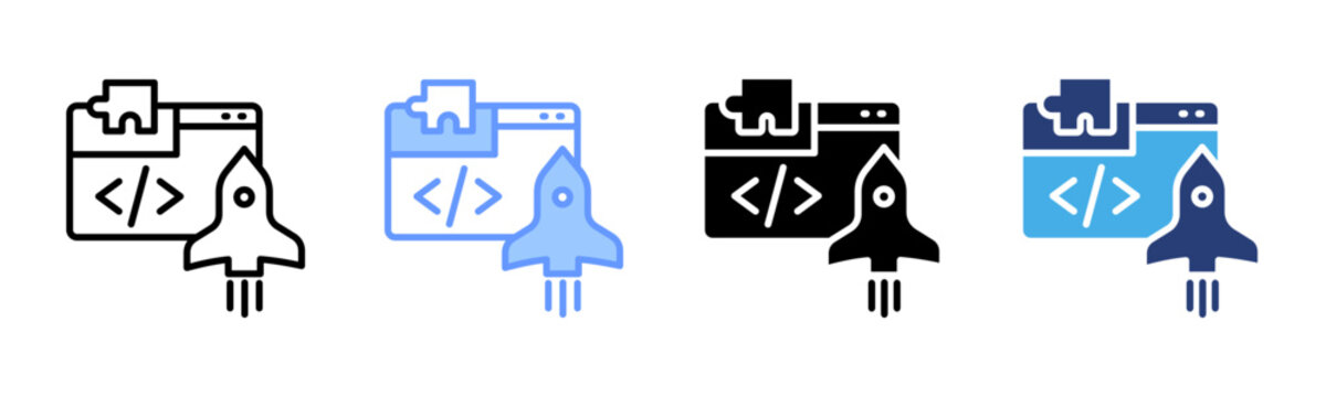 Deployment icon set multiple style collection