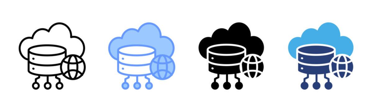 Database Server icon set multiple style collection