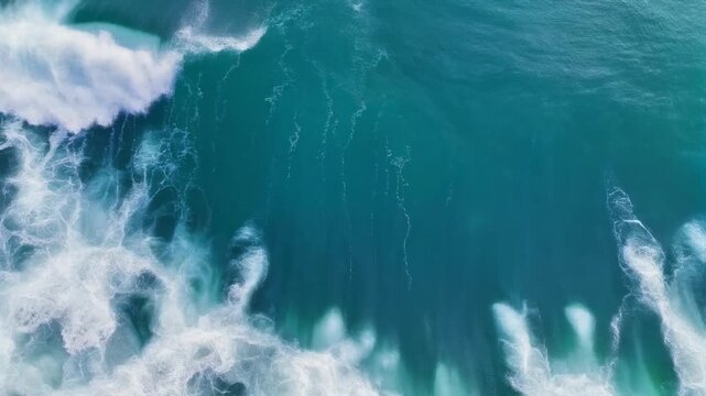 Aerial View of Crashing Ocean Waves 4K Generative AI
