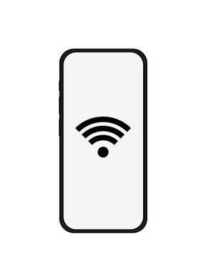 Wi-Fi（無線LAN）接続状態を示すスマートフォンのイラスト素材